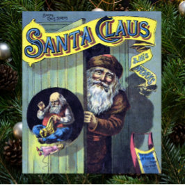 ヴィンテージクリスマス、サンタクロースと彼の作品集 ポスター
