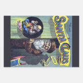 ヴィンテージクリスマス、サンタクロースと彼の作品集 ラッピングペーパーシート (正面)