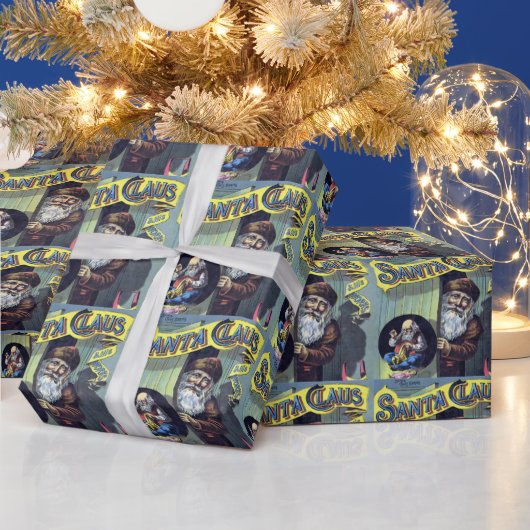 ヴィンテージクリスマス、サンタクロースと彼の作品集 ラッピングペーパー (クリスマス)