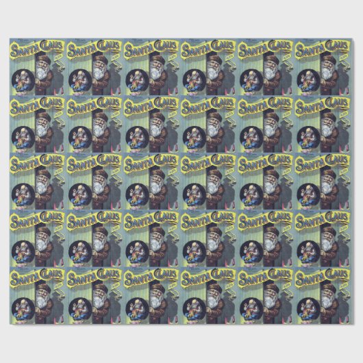 ヴィンテージクリスマス、サンタクロースと彼の作品集 ラッピングペーパー (フラット)