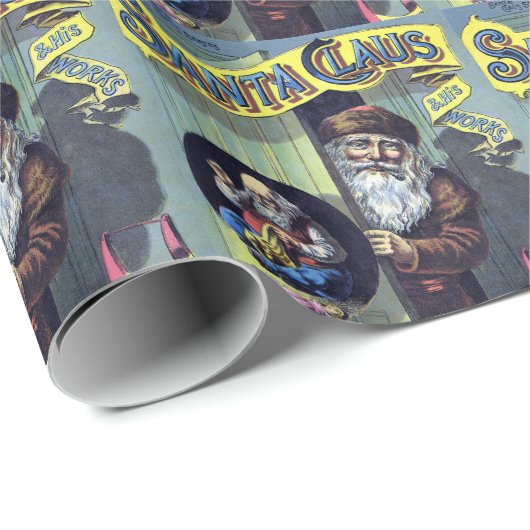 ヴィンテージクリスマス、サンタクロースと彼の作品集 ラッピングペーパー (ロールコーナー)