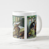 ヴィンテージクリスマス、サンタクロースと彼の作品 ジャンボコーヒーマグカップ (正面右)