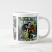 ヴィンテージクリスマス、サンタクロースと彼の作品 ジャンボコーヒーマグカップ (右)