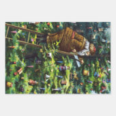 ヴィンテージクリスマス、サンタクロースと彼の作品 ラッピングペーパーシート (正面2)