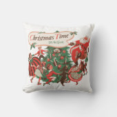ヴィンテージクリスマス サンタクロースと踊る子供たち クッション (正面)