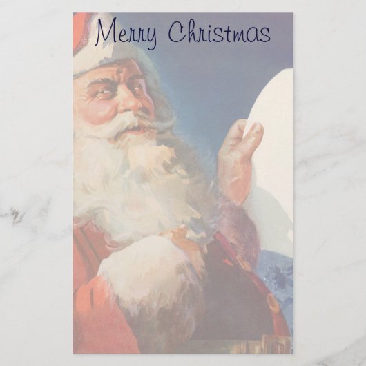 ヴィンテージクリスマス、サンタクロースのいたずらとよい子のリスト 便箋 (正面)