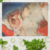 ヴィンテージクリスマス、サンタクロースのいたずら好きな子と良い子のリスト キッチンタオル (折り畳み)