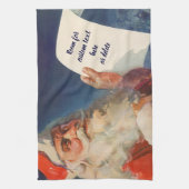 ヴィンテージクリスマス、サンタクロースのいたずら好きな子と良い子のリスト キッチンタオル (縦)