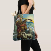 ヴィンテージクリスマス、サンタクロースのおもちゃと靴下 トートバッグ (クローズアップ)