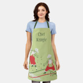 ヴィンテージクリスマス、サンタクロースのシェフとディナー エプロン (着用した状態)