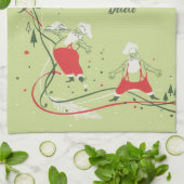 ヴィンテージクリスマス、サンタクロースのシェフとディナー キッチンタオル (折り畳み)