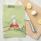 ヴィンテージクリスマス、サンタクロースのシェフとディナー キッチンタオル (四つ折り)