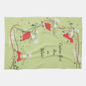 ヴィンテージクリスマス、サンタクロースのシェフとディナー キッチンタオル (横)