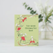 ヴィンテージクリスマス、サンタクロースのシェフとディナー シーズンポストカード (スタンド正面)