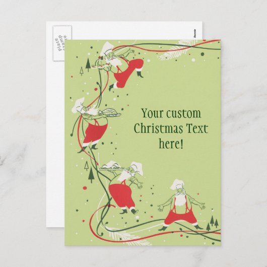 ヴィンテージクリスマス、サンタクロースのシェフとディナー シーズンポストカード (正面/裏面)