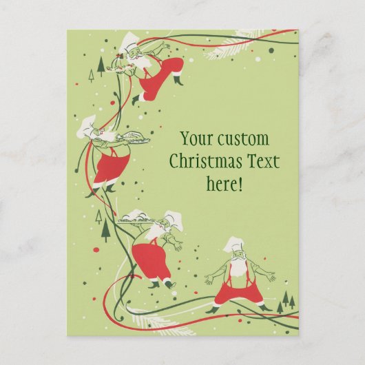 ヴィンテージクリスマス、サンタクロースのシェフとディナー シーズンポストカード (正面)