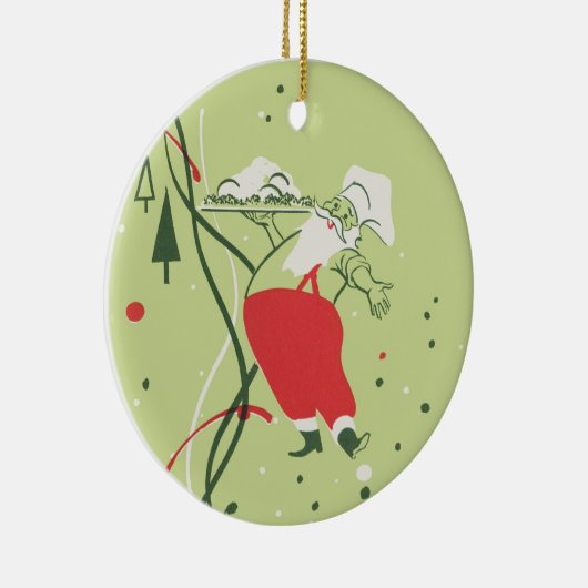 ヴィンテージクリスマス、サンタクロースのシェフとディナー セラミックオーナメント (右)