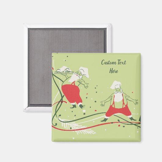 ヴィンテージクリスマス、サンタクロースのシェフとディナー マグネット (正面/裏面)