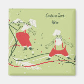 ヴィンテージクリスマス、サンタクロースのシェフとディナー マグネット (正面)