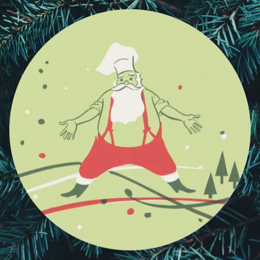 ヴィンテージクリスマス、サンタクロースのシェフとディナー ラウンドシール