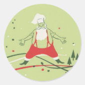 ヴィンテージクリスマス、サンタクロースのシェフとディナー ラウンドシール (正面)