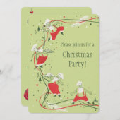 ヴィンテージクリスマス、サンタクロースのシェフとディナー 招待状 (正面/裏面)
