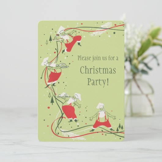 ヴィンテージクリスマス、サンタクロースのシェフとディナー 招待状 (スタンド正面)