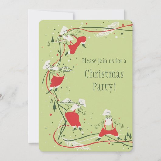 ヴィンテージクリスマス、サンタクロースのシェフとディナー 招待状 (正面)