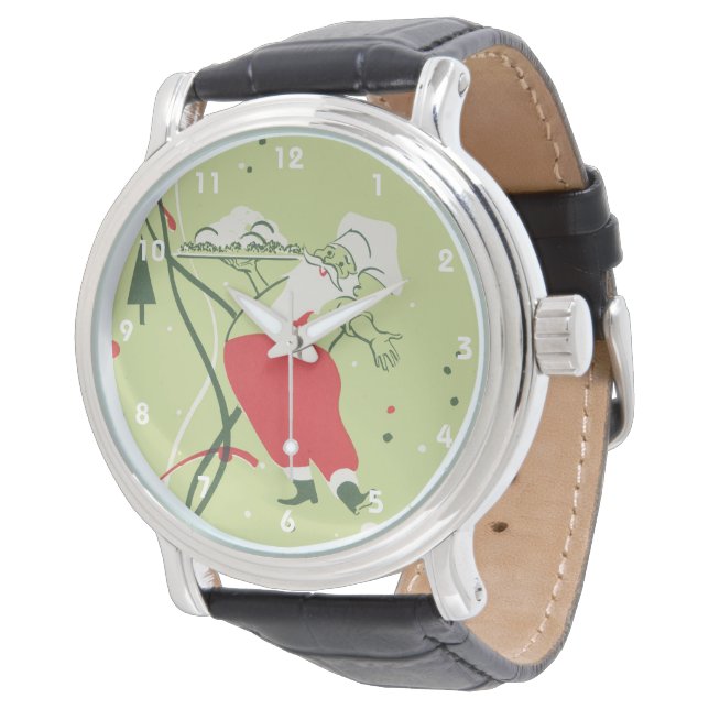 ヴィンテージクリスマス、サンタクロースのシェフとディナー 腕時計 (アングル)