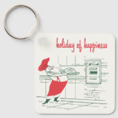 ヴィンテージクリスマス、サンタクロースのシェフとトルコ キーホルダー (正面)