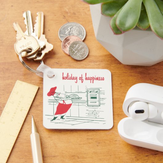 ヴィンテージクリスマス、サンタクロースのシェフとトルコ キーホルダー (デスク)