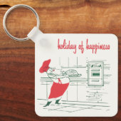 ヴィンテージクリスマス、サンタクロースのシェフとトルコ キーホルダー (正面)