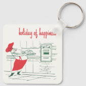 ヴィンテージクリスマス、サンタクロースのシェフとトルコ キーホルダー (裏面)