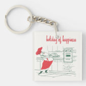 ヴィンテージクリスマス、サンタクロースのシェフとトルコ キーホルダー (正面)