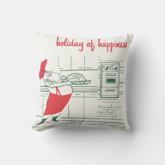 ヴィンテージクリスマス、サンタクロースのシェフとトルコ クッション (正面)