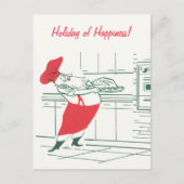 ヴィンテージクリスマス、サンタクロースのシェフとトルコ シーズンポストカード (正面)