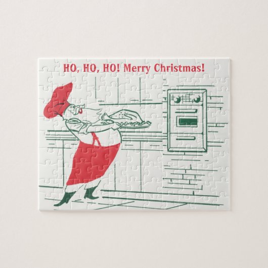 ヴィンテージクリスマス、サンタクロースのシェフとトルコ ジグソーパズル (横)
