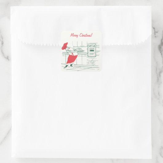 ヴィンテージクリスマス、サンタクロースのシェフとトルコ スクエアシール (バッグ)