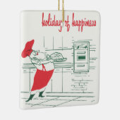 ヴィンテージクリスマス、サンタクロースのシェフとトルコ セラミックオーナメント (右)