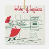 ヴィンテージクリスマス、サンタクロースのシェフとトルコ セラミックオーナメント (裏面)