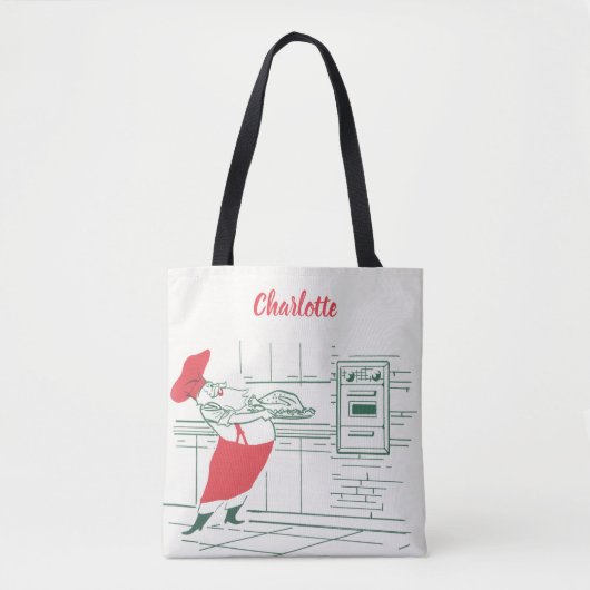 ヴィンテージクリスマス、サンタクロースのシェフとトルコ トートバッグ (正面)