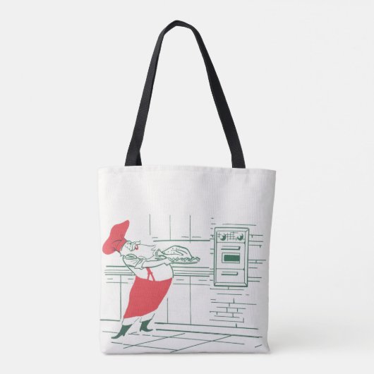 ヴィンテージクリスマス、サンタクロースのシェフとトルコ トートバッグ (裏面)