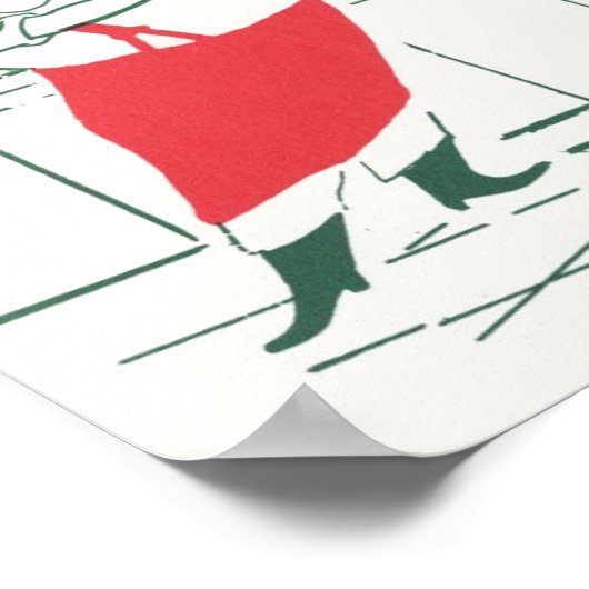 ヴィンテージクリスマス、サンタクロースのシェフとトルコ ポスター (角)