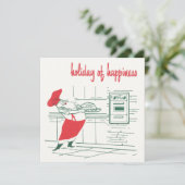 ヴィンテージクリスマス、サンタクロースのシェフとトルコ 招待状 (スタンド正面)