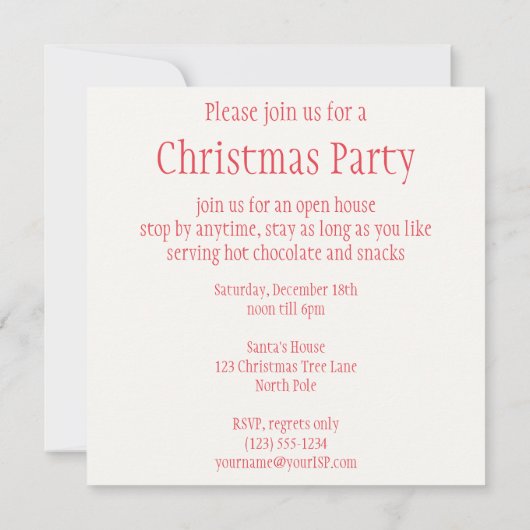 ヴィンテージクリスマス、サンタクロースのシェフとトルコ 招待状 (裏面)