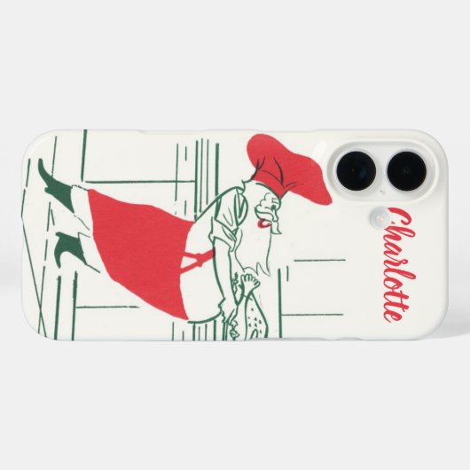 ヴィンテージクリスマス、サンタクロースのシェフとトルコ Case-Mate iPhoneケース (裏面 (横))