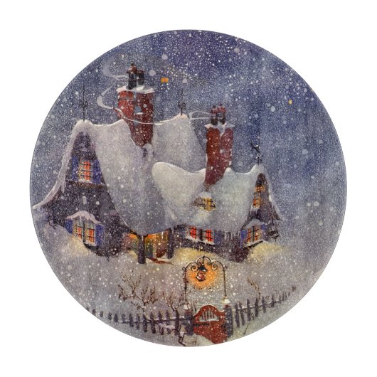 ヴィンテージクリスマス、サンタクロースのワークショップ北極 カッティングボード (正面)