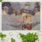 ヴィンテージクリスマス、サンタクロースのワークショップ北極 キッチンタオル (折り畳み)