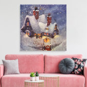 ヴィンテージクリスマス、サンタクロースのワークショップ北極 キャンバスプリント (インサイチュ (リビング))