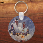 ヴィンテージクリスマス、サンタクロースのワークショップ北極 キーホルダー (正面)